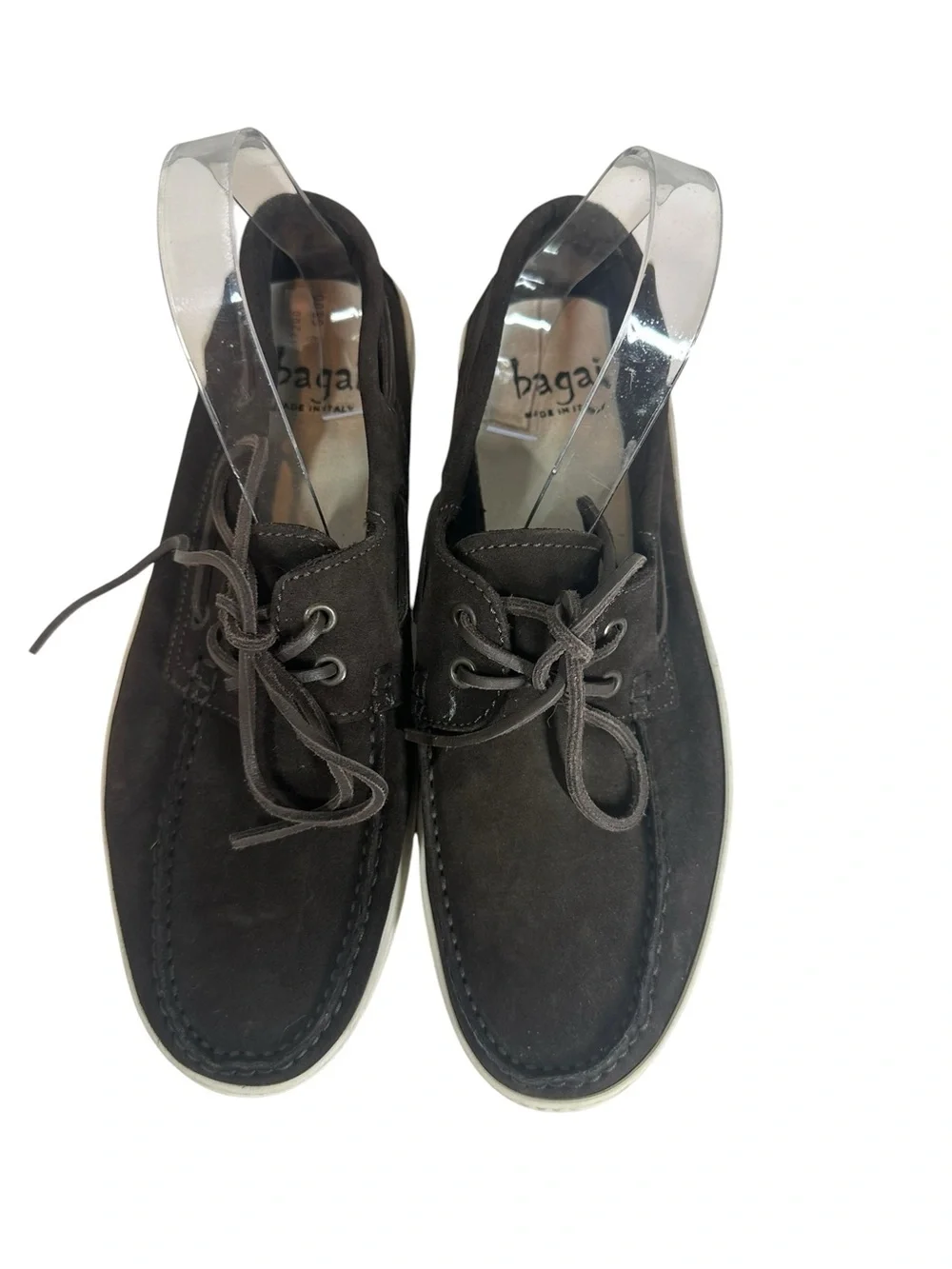 BAGAI Men's 42 Chocolate Brown Suede Lace up Boat Shoes
